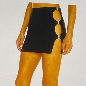 NBD KHIMIYA MINI BLACK SKIRT GOLD CLASP ON SIDE SMALL NWT